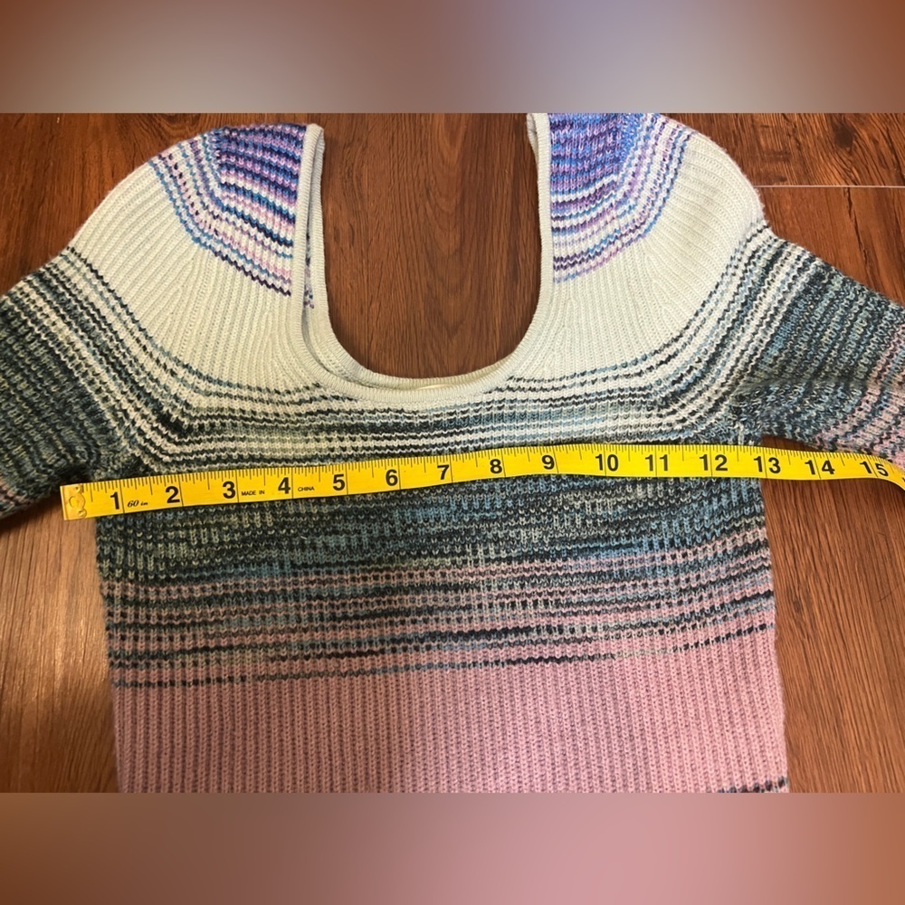 Anthropologie Size XS Midi Dress Multicolor Space-Dyed Scoop Neck Knit Striped - Picture 5 of 7